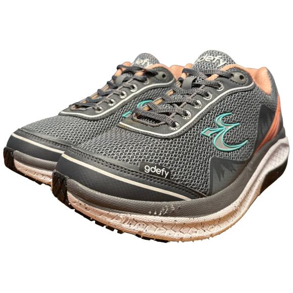 GRAVITY DEFYER Gdefy Mighty Walk Women's 9 Gray Salmon Shoes Comfort Sneakers - Picture 2 of 13